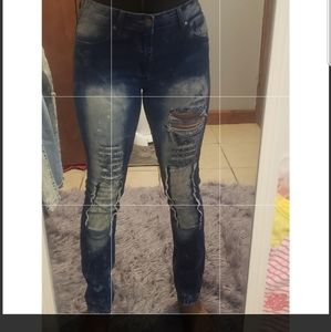 Acid Washed Distressed Skinny Jeans